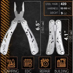 Multitool s bity a pouzdrem - stříbrný