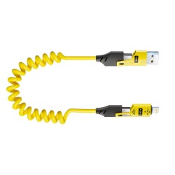 USB 4v1, rychlonabíjecí kabel - žlutý, kroucený